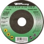 Forney 71897 Grinding Wheel, 4-1/2 in Dia, 1/4 in Thick, 7/8 in Arbor, 24 Grit, Coarse, Silicone Carbide Abrasive