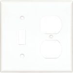 Eaton Cooper Wiring 2138W-BOX Combination Wallplate, 4-1/2 in L, 4.56 in W, 2 -Gang, Thermoset, White, High-Gloss Sells in Quantity of 10