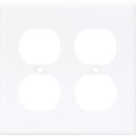 Eaton Wiring Devices 2150W-BOX Receptacle Wallplate, 4-1/2 in L, 4-9/16 in W, 2 -Gang, Thermoset, White Sells in Quantity of 10