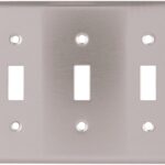 Eaton 93073-SP-L Wallplate, 6.37 in L, 4-1/2 in W, 3-Gang, Stainless Steel