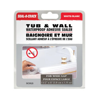 Seal-A-Crack SC13121 1-1/2" x 11ft Tub & Wall Waterproof Adhesive Sealer - White