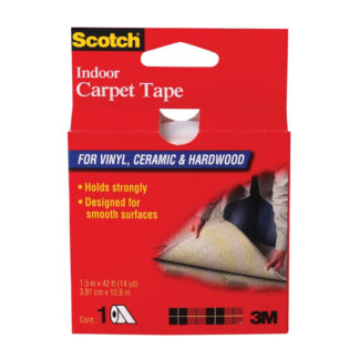 Scotch CT2010 Carpet Tape, 60 ft L, 1-7/8 in W, Vinyl Backing