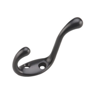 Onward 235FBV 3-1/2" 235 Heavy-Duty Metal Double Coat Hook - Black