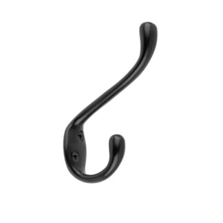 Onward 237FBV 5-1/2" 237 Heavy-Duty Metal Double Coat Hook - Black