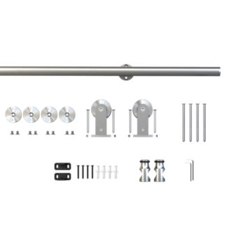 Onward 2460120SSPVC Wall Mount Industrial Decorative Visible Barn Door Rail System - Stainless Steel