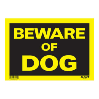 Klassen 1171518 12" x 8" "BEWARE OF DOG" Sign - Black & Yellow