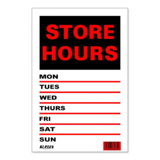 Richelieu 1170252 12" x 8" "STORE HOURS" Sign - Black, Red & White