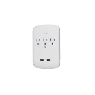 Cathelle 9918 2-USB Charger 3-Tap Plug - White