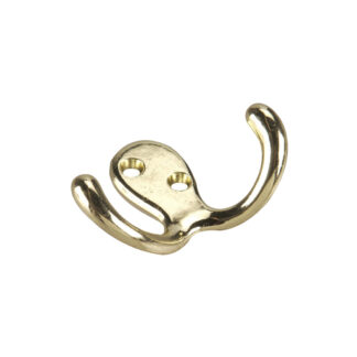 Onward 2235BV 3" 2235 Double Metal Wardrobe Hook - Bright Brass