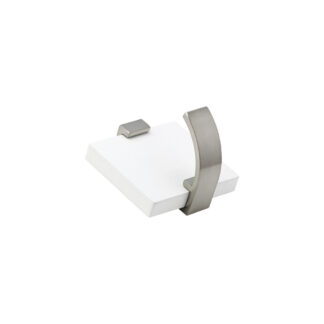 Richelieu RH119211130195 22lb 3-1/32" x 2-15/32" Metal & Wood Hook - White & Brushed Nickel