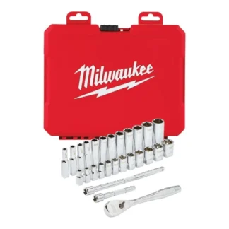 Milwaukee® 48-22-9504 1/4" Drive Metric Ratchet & Socket Set, 28 Pack