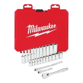Milwaukee® 48-22-9404 1/4" Drive SAE Ratchet & Socket Set, 26 Pack