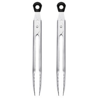 OXO 11306200G Good Grips Mini Tongs, 2 Pack - Black & Stainless Steel