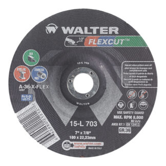 WALTER 15-L703 7" Flexcut™ 36 Grit 8600 RPM Type-29 Depressed Centre Grinding Wheel