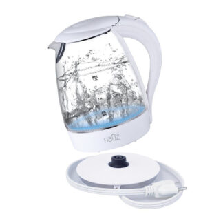 Hauz AGK950 1.7L Glass Kettle With LED Base - White