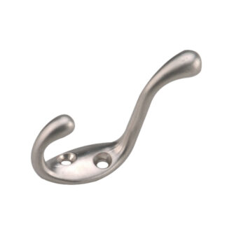 Onward 235NBV 3-1/2" 235 Heavy-Duty Metal Double Coat Hook - Brushed Nickel