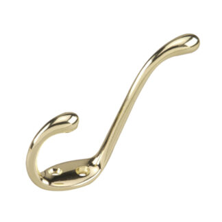 Onward 237BV 5-1/2" 237 Heavy-Duty Metal Double Coat Hook - Bright Brass