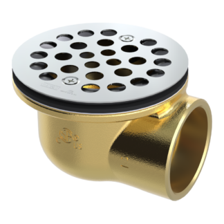 OS&B SD372-SS 2" Outlet Molded Base Shower Drain - Brass & Stainless Steel