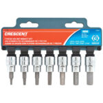 Crescent Assorted Sizes X 3/8 in. Drive Metric 6 Point Hex Bit Socket Set 7 Pc.