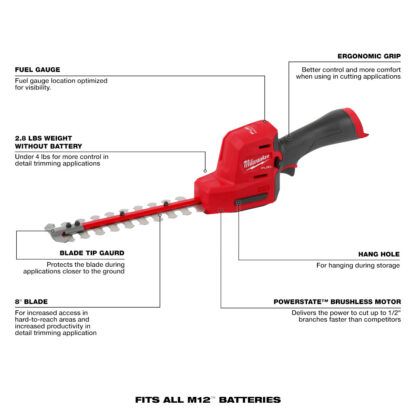 Milaukee 2533-20 8" M12 Fuel Hedge Trimmer