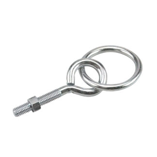 Onward 2172XB Ring Bolt with Nut, 4 in OAL, 3/8 in Thread, 2 in Dia Eye, 160 lb Working Load, Metal, Zinc