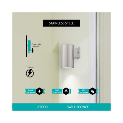 EGLO 90119A Ascoli Wall Light - Stainless Steel