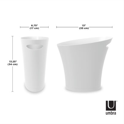 Umbra 082610-661 7.5l Skinny Trash Can - Metallic White