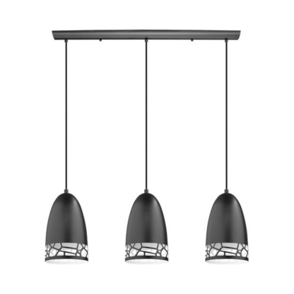 EGLO 97444A 32.28" Savignano 3 Light Linear Pendant Ceiling Light - Matte Black/White