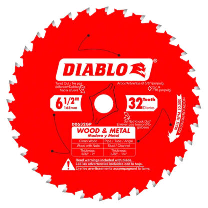 Diablo D0632GPA 6-1/2" x 32-Teeth Carbide Saw Blade for Wood and Metal