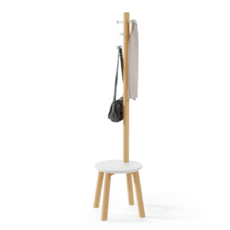 Umbra 1014257-668 Pillar Stool & Coatrack - White & Natural