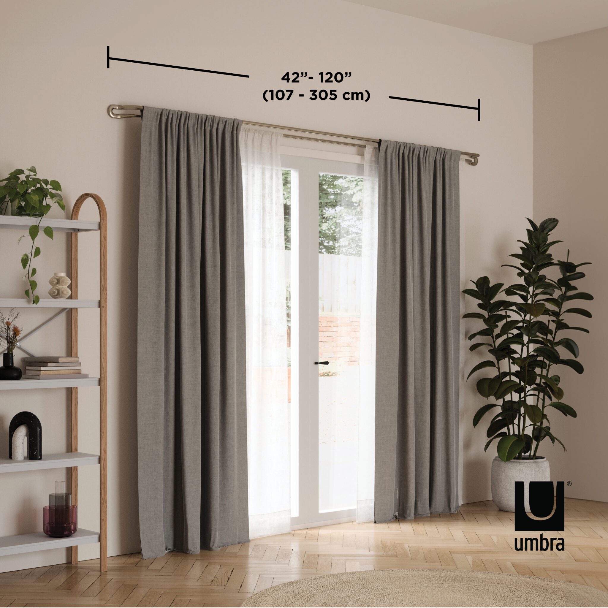 Umbra 1017290-1001 Midnight Expandable Double Blackout Curtain Rod