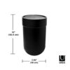 Ronde Afvalbak - 60 liter - Aluminium/Zwart - Touchdeksel