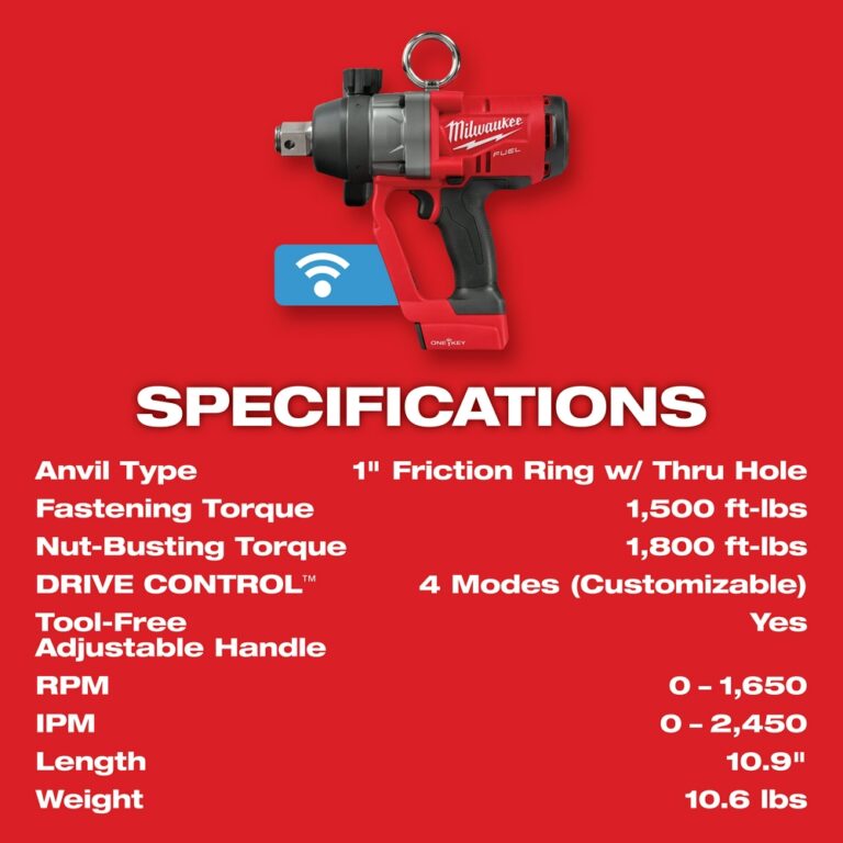 Milwaukee® 2867-22 - M18 Fuel™ 1" Drive Hog Ring Anvil 18 V Cordless 8.0 Ah Li-ion Impact Wrench Kit With ONE-KEY™ Wi Fi Module