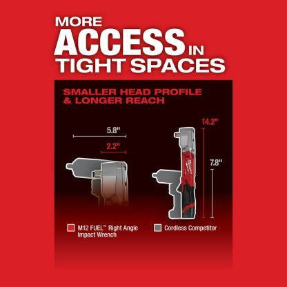 Milwaukee 2565-20 1/2" M12 Fuel Right Angle Impact Wrench - Tool Only