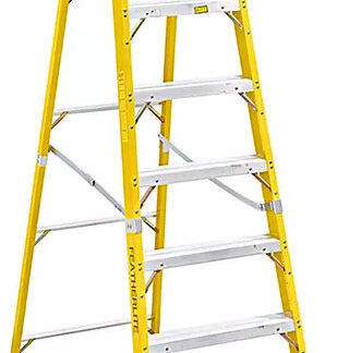 FeatherLite 6510 10ft Fibreglass PLatform Ladder - Yellow & Aluminum