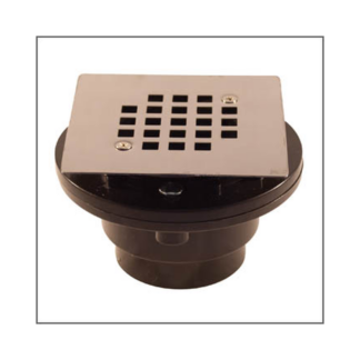 Aquadynamic 3398-504 Shower Drain Square Grid Brush Nickel Large Body W/Clamp