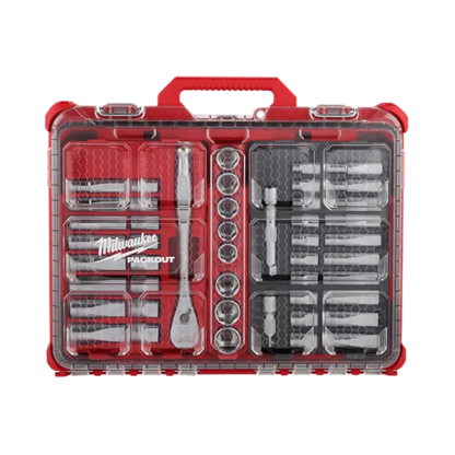 Milwaukee 48-22-9487 1/2" Drive Ratchet & Socket Set with PACKOUT Low-Profile Organizer - 47PC