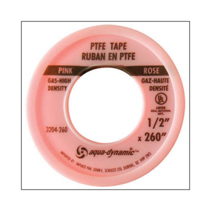 Aquadynamic 3204-260 Ptfe Tape 1/2 X 260 Pink High Density Ul