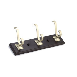 Richelieu T39251184 300mm x 76mm 392 Transitional 3 Double Hook Rack - Matte Nickel & Espresso