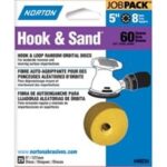 NORTON 49224 Sanding Disc, 5 in Dia, Coated, P60 Grit, Coarse, Aluminum Oxide Abrasive, Paper Backing