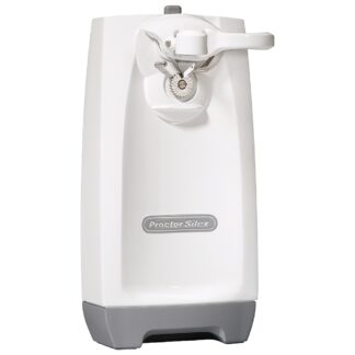 Proctor Silex 75670 Can Opener with Knife Sharpener, Plastic, White