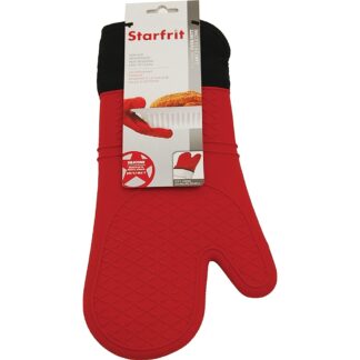 Starfrit 093470006 Oven Mitt with Liner, Cotton/Silicone, Red, 464 deg F