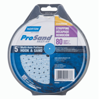 Norton® 04033 5" ProSand Multi-Air Hook & Sand Alumina Ceramic Abrasive 11/16" Arbor Sanding Disc, 50 Pack - 80-Grit/Coarse