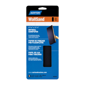 Norton® 03253 11-1/4" x 4-3/16" WallSand Drywall Sandpaper, 5 Pack - 80-Grit/Coarse