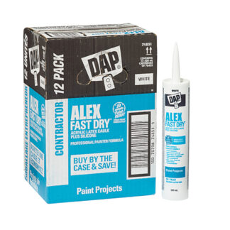 DAP 7079874851 300ml Alex Fast Dry Acrylic Latex Caulking Contractor Pack, 12 Pack - White