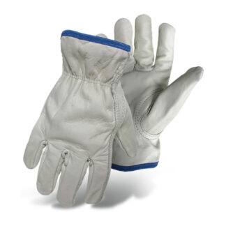 Boss 9214651 Unlined Buffalo Leather Gloves, Large - White & Blue