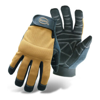 Boss 9214784 Synthetic Leather Mechanic Gloves, Large - Black & Yellow