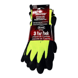 Boss 9214842 Knit High-Vis Gloves, Large 3 Pack - Black & Yellow