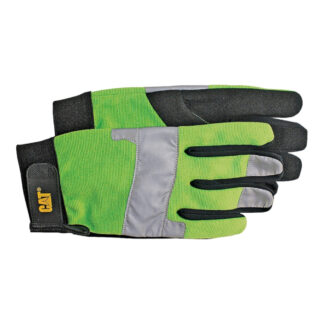 CAT CAT012214J High-Visibility Synthetic Leather Utility Gloves, Jumbo - Black & Green