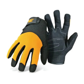 CAT CAT012215L Wrist Strap Cuff Synthetic Leather Utility Gloves, Large - Black & Yellow